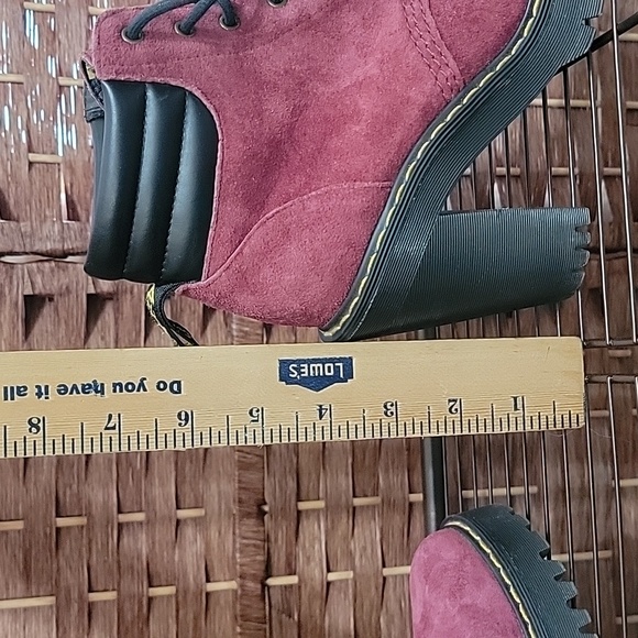 Dr. Martens Persephone Soft Buck Wine High Heel Ankle Boot - Picture 12 of 12